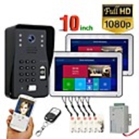 SY1006BMJLP11 With 10 Inch Wifi Wireless Fingerprint RFID Video Door Phone Doorbell Intercom System With Wired AHD 1080P Door Access Control System Support Remote APP unlocking Recording Snapshot