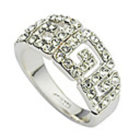 Symmetrical Letter G Crystal Ring