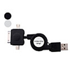 Sync and Charge Retractable USB to 30 Pin Dock Connector,  Micro USB,  Mini USB Cable