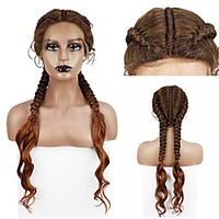 Synthetic Braided Lace Wig 1b-30 Brown Hair High Temperature Curly Ended Braied WigFree Wig Free Cap miniinthebox