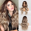 Synthetic Dark Root Light Brown Ombre Grey Long Wavy Hair Wigs Center Part Cosplay Costume Wig for White Black Women miniinthebox