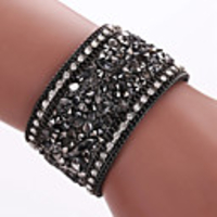 Synthetic Diamond Wrap Bracelet Leather Bracelet Bohemian Fashion Boho Folk Style Leather Bracelet Jewelry Blue / Golden / Black / Gray For Party Daily Casual / Imitation Diamond