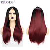 Synthetic Lace Front Wig O Part Ombre Hair Brown Burgundy Long Natural Straight Wigs Heat Resistant Free Cap miniinthebox
