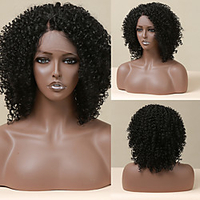 Synthetic Lace Wig Afro Curly Style 14 inch Black Middle Part L Part Wig All Wig Black miniinthebox