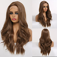 Synthetic Lace Wig Body Wave Style 24 inch Brown Middle Part T-part Lace Wig 13X4X1 Closure Wig All Wig Brown / Burgundy miniinthebox