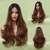 Synthetic Lace Wig Body Wave Style 26 inch Brown Middle Part T-part Lace Wig 13X4X1 Closure Wig Female Wig sepia miniinthebox