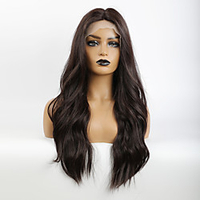 Synthetic Lace Wig Body Wave Style 26 inch Dark Brown Middle Part T-part Lace Wig 13X4X1 Closure Wig All Wig Black / Brown miniinthebox