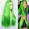 Synthetic Lace Wig kinky Straight Style 12-26 inch Green Middle Part 132.5 lace front Wig Women