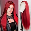 Synthetic Lace Wig kinky Straight Style 12-26 inch Red Middle Part 132.5 lace front Wig Women
