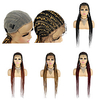 Synthetic Lace Wig Plaited Style 38 inch Multi-color with Baby Hair 11plat Braided Wigs Synthetic Full Lace Cornrow Wig For Black Women Lace Box Braid Wigs Free Cap miniinthebox