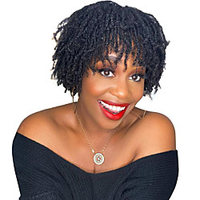 Synthetic Wig Afro Curly Asymmetrical Wig Short Black Synthetic Hair Women