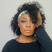Synthetic Wig Afro Curly Asymmetrical Wig Short Black Synthetic Hair Women