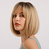 Synthetic Wig Bangs Natural Straight Side Part Neat Bang With Bangs Wig Short Ombre Blonde Synthetic Hair 14 inch Women