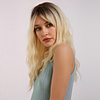 Synthetic Wig Bangs Wavy Water Wave Side Part With Bangs Wig Blonde Ombre Long Light Blonde Golden Blonde16 Synthetic Hair 22 inch Women