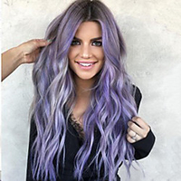 Synthetic Wig Body Wave Asymmetrical Wig Long Purple Synthetic Hair 23 inch Women