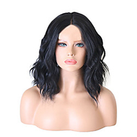 Synthetic Wig Body Wave Layered Haircut Wig Medium Length Natural Black Synthetic Hair 36~40 inch Women
