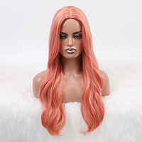 Synthetic Wig Body Wave Neat Bang Wig Long Dark Brown / Light Brown Synthetic Hair 24 inch Women