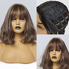 Synthetic Wig Bouncy Curl kinky Straight With Bangs Wig 12 inch Dark Brown Synthetic Hair 12 inch Women