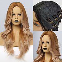 Synthetic Wig Bouncy Curl Loose Wave Middle Part Wig 32 inches Light golden Synthetic Hair 31 inch Women
