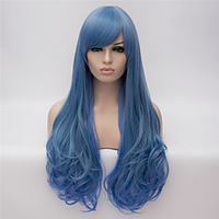 Synthetic Wig Cosplay Wig Natural Wave Natural Wave Wig Long Blue Synthetic Hair Women