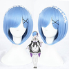 Synthetic Wig Cosplay Wig Rem Ram Re:Zero Starting Life in Another World kara hajimeru isekai seikatsu Straight Straight Bob With Bangs Wig Short Medium Length Blue Synthetic Hair Women