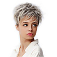 Synthetic Wig Cosplay Wig Wavy Wavy Pixie Cut Wig Short Silver Synthetic Hair Women