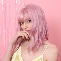 Synthetic Wig Curly Asymmetrical Wig Short Light Blonde Dark Brown Brown Blonde Pink Synthetic Hair Women