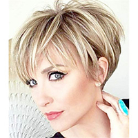Synthetic Wig Curly Asymmetrical Wig Short Light golden Synthetic Hair Women