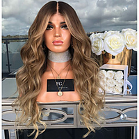 Synthetic Wig Curly Asymmetrical Wig Very Long Brown Synthetic Hair 26 inch Women