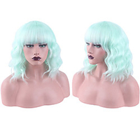 Synthetic Wig Curly Bob Neat Bang Wig Short A1 Synthetic Hair Women