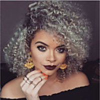 Synthetic Wig Curly Curly Wig Medium Length Black / Grey Synthetic Hair Women