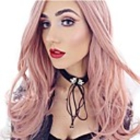 Synthetic Wig Curly Middle Part Wig Pink Long Pink Synthetic Hair 22 inch Women