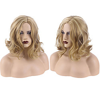 Synthetic Wig Curly Middle Part Wig Short Light Blonde Synthetic Hair Women