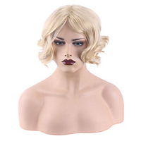 Synthetic Wig Curly Middle Part Wig Short Light golden Synthetic Hair Women