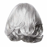 Synthetic Wig Curly Middle Part Wig Short Silver grey Synthetic Hair Women