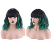 Synthetic Wig Curly Neat Bang Wig Short Black / Green Synthetic Hair Women