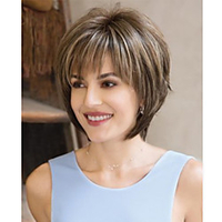 Synthetic Wig Curly Short Bob Neat Bang Wig Short Black / Gold Synthetic Hair Women