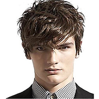 Synthetic Wig Curly Short Bob Side Part Wig Short Light Blonde Brown Synthetic Hair Men