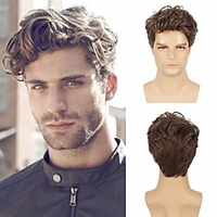 Synthetic Wig Curly Short Bob Wig Short Brown Synthetic Hair Men