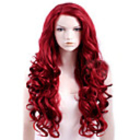 Synthetic Wig Curly Side Part Wig Long Red Synthetic Hair Women