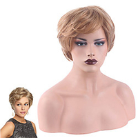 Synthetic Wig Curly Side Part Wig Short Blonde Synthetic Hair Women