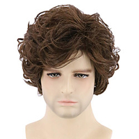 Synthetic Wig Curly Side Part Wig Short Light Brown Dark Brown Black Synthetic Hair Men