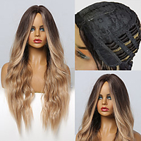 Synthetic Wig Deep Curly Cubic Twist Middle Part Wig 28 inch Dark Brown Synthetic Hair 28 inch Women
