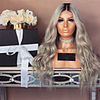 Synthetic Wig Deep Wave Middle Part Wig Long Grey Synthetic Hair 28 inch Women