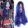 Synthetic Wig Deep Wave Middle Part Wig Medium Length Blue Synthetic Hair Women