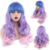 Synthetic Wig Deep Wave Neat Bang Wig Medium Length A1 Synthetic Hair Women