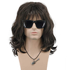 Synthetic Wig Deep Wave Neat Bang Wig Medium Length Dark Brown Brown Blonde Synthetic Hair Men