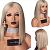 Synthetic Wig kinky Straight Middle Part Wig Blonde Medium Length Light golden Synthetic Hair 14 inch Women