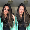 Synthetic Wig kinky Straight Middle Part Wig Long Black / Gold Synthetic Hair 22 inch Women