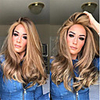 Synthetic Wig kinky Straight Middle Part Wig Long Blonde Synthetic Hair 22 inch Women